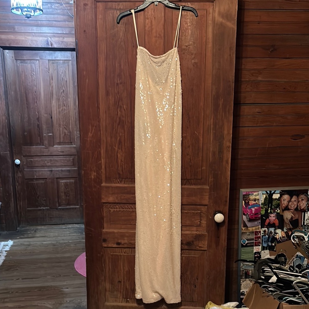 Elegant Cream Sequin Gown